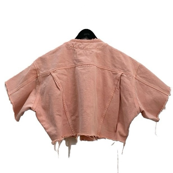 FREEGO Peachy Customized Short Sleeve Oversized Cropped Denim Jacket S - Picture 5 of 12
